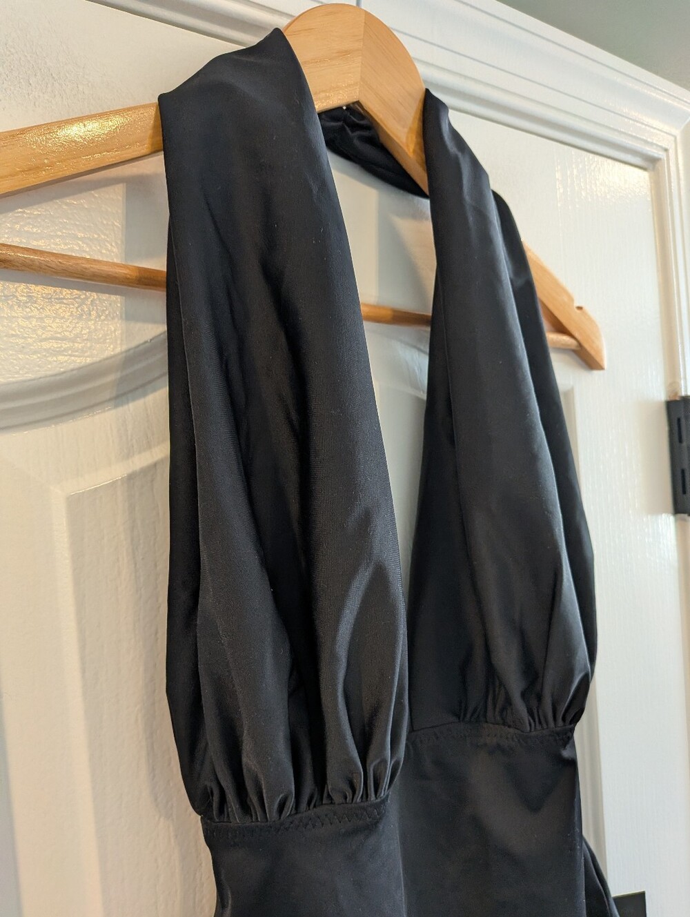 Norma Kamali Halter One Piece Swimsuit Black Plunge Minimalist Luxury Size M NWT - Picture 6 of 16